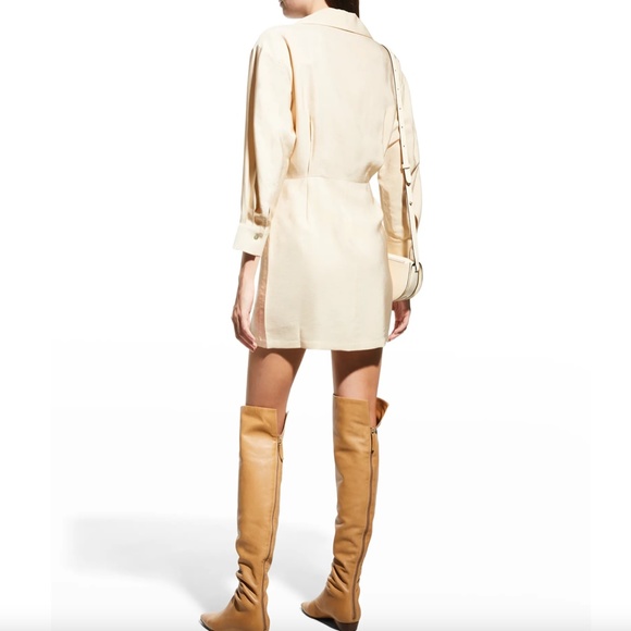 NWT $395 Vince Shaped-Collar Long-Sleeve Wrap Dress in Pale Sand - Size 16! - Picture 3 of 5